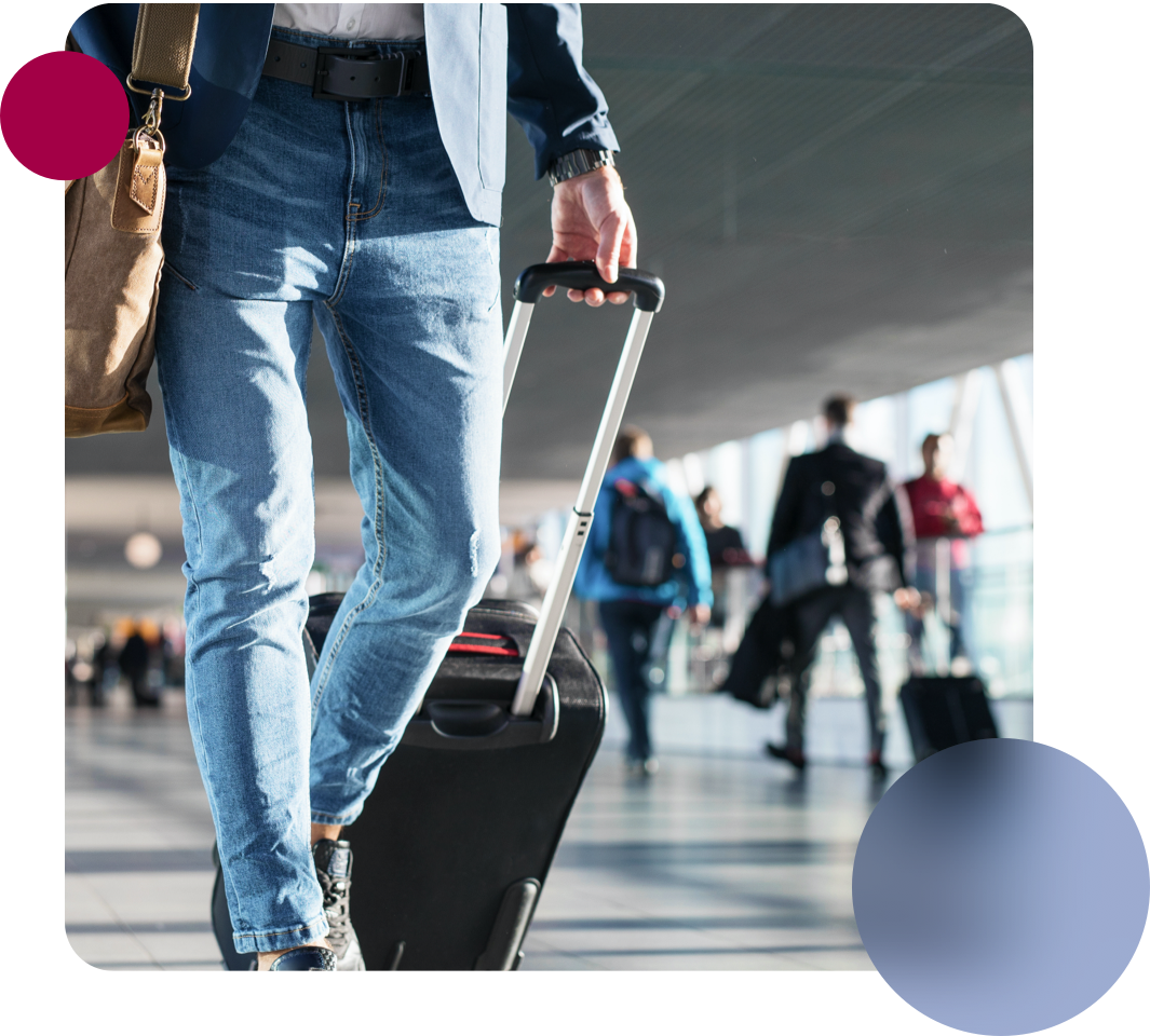 Acthar Gel travel tips: man walking with luggage